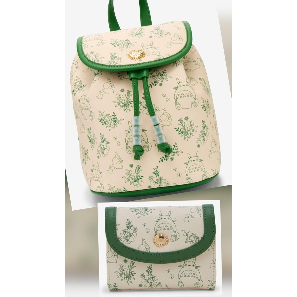 NEW Studio Ghibli‎ My Neighbor Totoro Botanical Backpack Wallet Set Green Floral